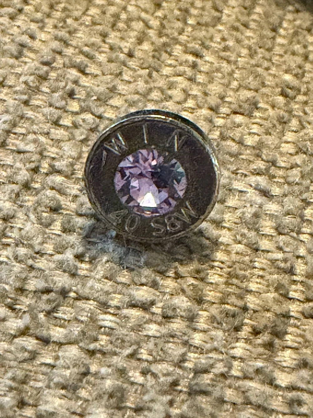 Bullet Slice Tie-Tack with Violet Swarovski Crystal
